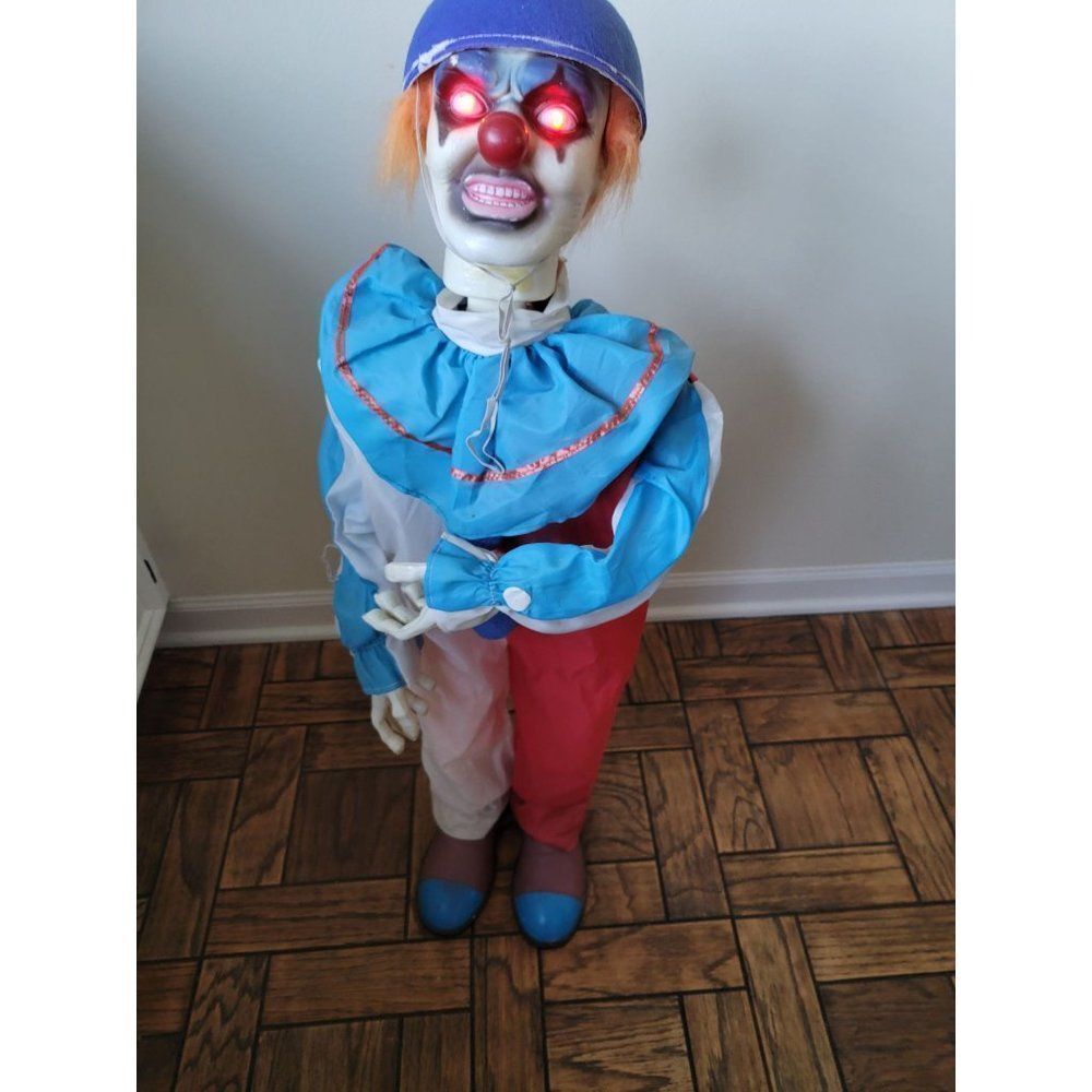Pan Asian Halloween animated clown scary prop 35" RARE vintage light up lawn dec
